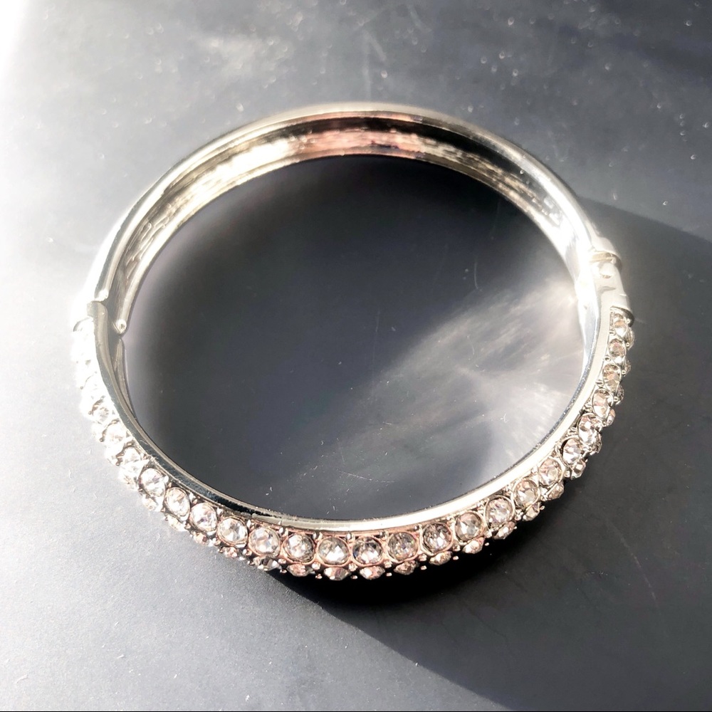 Rhinestone Silver Plated Bangle